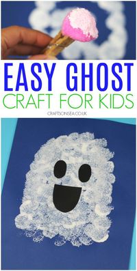 ghost craft for kids easy halloween activity for toddlers and preschool #kidscrafts #halloweencrafts