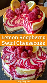 Delicious Lemon Raspberry Swirl Cheesecake Recipe to Brighten Your Day! - Delicious Recipes - Easy Cooking Ideas and Tasty Dishes