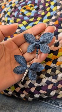 Dragonfly Denim Earrings, Dragonfly Denim Pendant, Upcycled Denim Jewellery, Boho, Hippie, Festival, Jeans Lover Gift - Etsy