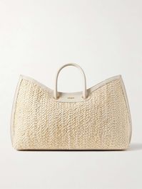 CULT GAIA Idalia leather-trimmed raffia tote