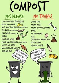 Laminated A4 poster Digitally hand drawn Basic compost dos and donts for the kitchen