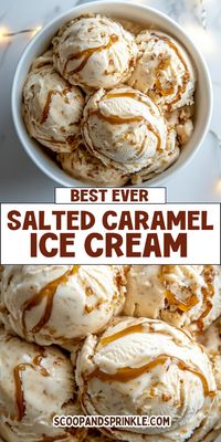 Super creamy and indulgent, this no churn salted caramel ice cream recipe is the perfect choice for a Christmas inspired dessert! You don't need an ice cream maker, so it really couldn't be any easier. Save this Pin and click for the full recipe!