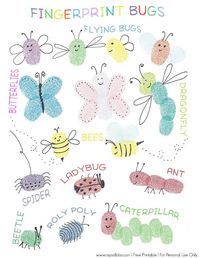 Bugs Fingerprint Art ~ Free Printable