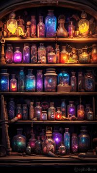 Instagram/ephellem #potion #shelf #fantasy #magic #magical #gameart #ai #Midjourney