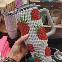 Strawberry Rhinestone Tumbler 40oz, Strawberry Bling Cup With Lid and Straw, Colorful Studded Tumbler Gift for Strawberry Girls - Etsy