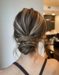 bridesmaid hair, smooth textured bun, wedding hair, updo, textured upstyle, bridesmaid updo, wedding hair, textured low bun