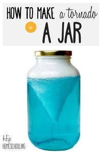 how to make a tornado in a jar with this fun science experiment for kids, perfect for homeschooling science! An engaging educational project that will be done with no mess or fuss in 5 minutes! Check it out!