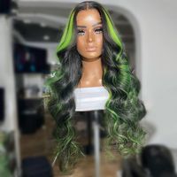 Product Name Black Wig With Green Highlights Money Piece 100% Real Human Hair Wavy Wigs Hair Color Black Hair with Green Highlights Cap Size Average Size, Universal Cap Adjustable Size for most People Lace Size 13x4x1 middle part or 13x4 frontal lace Lace Color transparent lace matched your skin perfectly Number of Combs 3 combs inside with adjustable straps Feature Pre-plucked, natural hairline,glueless Hair Quality 100% real human hair Can be dyed Yes Delivery Time Shipped by DHL, 3-5 Working