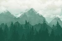 Serene Mountain Forest Wallpaper | Tranquil Green Landscape Mural for Peaceful Interiors – EazzyWalls