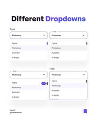 Different Dropdown styles you can use in your next project🤩 Credits: @uxwithvamshi For project inquiries, reach out at info@wilsonwings.com Visit the link in our bio to check our featured case studies. #thewilsonwings #uiux #uiuxdesign