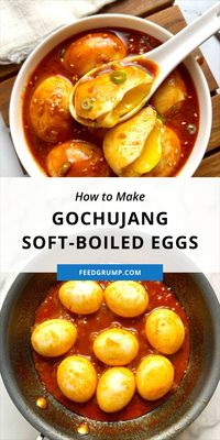 Spicy Gochujang Eggs take eggs to a whole new level! It's made with perfectly jammy eggs and a spicy, savory, and slightly sweet gochujang sauce. In just 20 minutes!