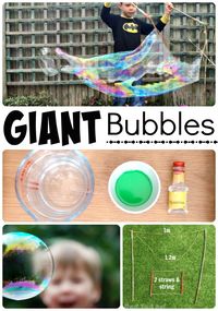 Giant Bubbles Recipe – how to make your own bubble mixture tutorial, as well as how to make giant bubble wands. The kids always have such a blast with our DIY bubbles in the summer.