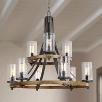 Angelo 32 3/4" Wide Weathered Oak Wagon Wheel Chandelier - #18W25 | Lamps Plus