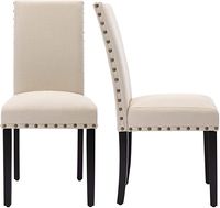 Amazon.com - LSSBOUGHT Set of 2 Fabric Upholstered Dining Chair with Nailheads and Sturdy Wooden Legs, Beige - Chairs