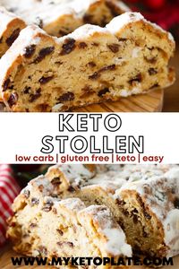 Discover the joy of holiday baking with this keto stollen! Completely gluten-free, this low carb stollen bursts with festive flavor, and it's loaded with aromatic spices and dried fruits. We also gave it a light sprinkle of powdered sweetener for that snowy holiday feel.