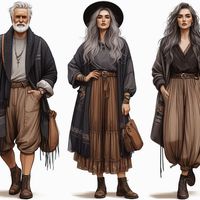 Black grey brown boho island vibes outfits AI generated