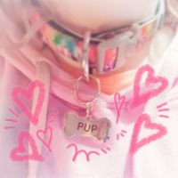 my current collar and tag~ i ordered some collars and tags online that'll be here soon, and i'm super excited :33 so a silly pubby picture to celebrate !! >w<  puppyspace puppycore petre agere petspace pupre lilspace