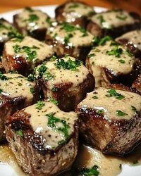 Tender Steak Bites in Garlic Butter with Creamy Parmesan Sauce