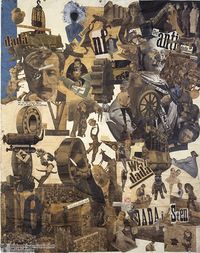 Hannah Höch’s collage “Schnitt mit dem Küchen­messer Dada durch die letzte Weimarer Bier­bauchkul­ture­poche Deutsch­lands” [“Cut with the Kitchen Knife through the Last Weimar Beer Belly Cultural Epoch in Germany”]