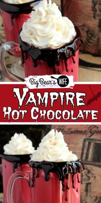 Vampire Hot Chocolate - "Some are born into sweet delight, some are born to endless nights."- William Blake. This poem line isn't directly related to vampires but it does seem to fit doesn't it. It does sound like it's perfect for this Vampire Hot Chocolate too!