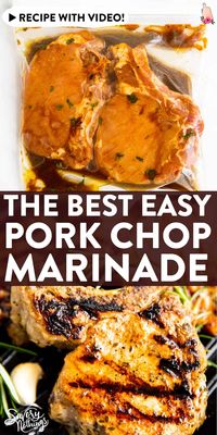 This is the best easy pork chop marinade recipe! It's great for pork chops on the grill, but you can make them on the stove in a grill pan, too. Simple ingredients, pantry staples, and only 5 minutes of prep time!