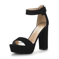 Dream Pairs Women's Party Dress Shoes Ankle Strap Wedding High Chunky Platform Heel Sandals HI-LO BLACK/NUBUCK Size 9. Open-toe heels are designed in smooth vegan leather/suede. Gender: female.  Age Group: adult.