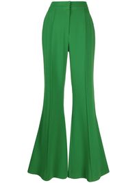 grass green silk blend cady texture flared high waist concealed front fastening