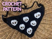 *THIS IS A CROCHET PATTERN PDF DIGITAL DOWNLOAD. This is NOT a physical product!* **PLEASE READ CAREFULLY - you will need to write YES into the customisation box to confirm that you understand it is not a final product and is a downloadable crochet pattern Pattern for how to make the Grungy Skull Bandana originally created by me with love. Digital download is 9 pages and includes photos. Materials needed: Hook size 3 Yarn: 100% Cotton 8/6 2ply yarn (2 colours) Amount of yarn needed: Approximatel