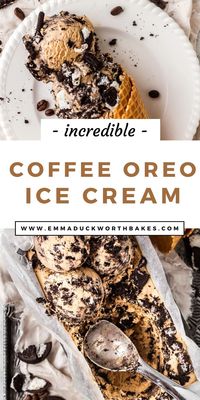 This No Churn Coffee Oreo Ice Cream is made with only 6 ingredients and in under 10 minutes. The coffee ice cream is smooth and creamy with the bonus of crunchy Oreo cookies throughout.