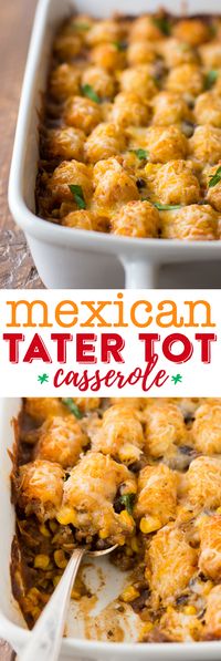 Mexican Tater Tot Casserole Recipe - This easy taco tater tot casserole is a great family dinner idea!