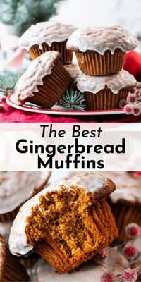 Prepare for rave reviews of "the best Christmas muffin" once you bake these bakery-style gingerbread muffins! Coated with a sweet vanilla glaze, they taste just like gingerbread cookies.