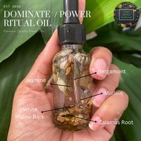 **Current Processing Time is 5-8 Business Days for all orders unless you purchase Rush Order Shipping. Once an order is placed we do not issue refunds or cancellations** Our Domination / Power Ritual Oil is to be used on yourself  to help you if you are struggling with a decision to become more empowered or gain the upper hand in a situation where there is a power struggle.  This oil encourages the user to be more decisive, determined and courageous.  I made this oil when I needed to move forwar