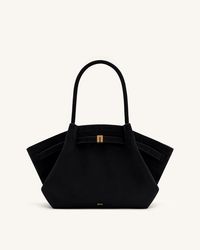 Hana Medium Faux Suede Tote Bag - Black - JW PEI