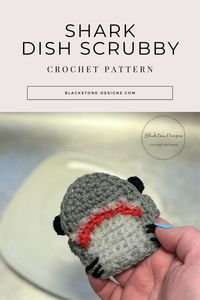 Shark Dish Scrubby Crochet Pattern | Blackstone Designs Crochet Patterns