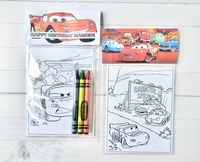 "Inside each bag is included: - 4 Mini Coloring pages (printed on card stock paper). - 3 Assorted Crayons (Crayola brand). - A customized topper (printed on regular bond printing paper). SIZE: 4x7\" Bag with topper. 4x6\" Cellophane bag. 3.75x5.10\" printed sheets. We do not claim ownership over the characters art and graphics used in our designs. This listing is for the time and effort used to create and personalize your item. All copyrights and trademarks of the characters images used belong to their respective owners and are not being sold. Our fees cover only the time spent designing and creating the finish item."