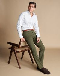 Twill 5 Pocket Jeans - Olive Green | Men's Charles Tyrwhitt Twill 5 Pocket Jeans - Olive Green Size W30 L30 Cotton