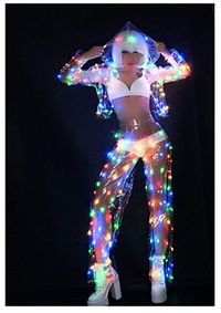 HTABY Traje Traje Iluminación LED De Luces Colores Led Discoteca Ropa De Halloween Disfraces Trajes Etapa Cantante DS Equipo Baile Bar Transparentes Disfraces DJ Luces Intermitentes