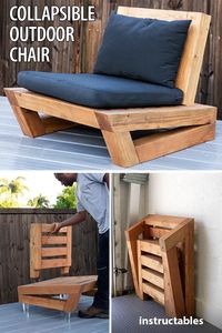 diycreators designed the back of this collapsible outdoor chair to detach so it can easily be partially disassembled and stored. #Instructables #workshop #woodworking #woodshop #furniture