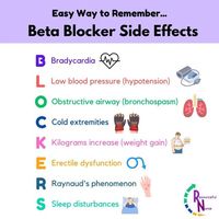 Beta Blocker Side Effects #nursingstudent #nursesrock #memorize - Image Credits: Resourceful Nurse | Pharmacology Study Guides