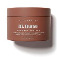 An ultra-hydrating body butter in a coconut and vanilla scent.