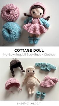 Cottage Doll · No Sew Amigurumi Ragdoll Pattern with Removable Clothes - Sweet Softies