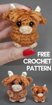 Crochet Highland Cow | Free crochet pattern | Cow Amigurumi | Easy | Crochet Animal | Amigurumi | Keychain