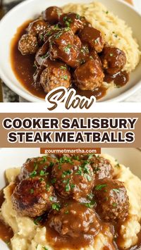 Discover the ultimate comfort food with these Slow Cooker Salisbury Steak Meatballs! Juicy meatballs simmered in a rich, savory gravy, this dish is the perfect dinner for a cozy night in. Your family will love this easy-to-make slow cooker recipe that packs a flavorful punch with every bite. Surprise your taste buds – full recipe inside! #SalisburySteakMeatballs #SlowCookerRecipe #ComfortFood #MeatballRecipe #CrockpotDinner #EasyDinnerIdeas #HeartyMeals #FamilyDinner #SavoryRecipes #...