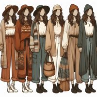 Dusty shades of fall outfits with cardigans and boho vibes AI generated