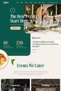 Catera is a beautiful and incredibly adaptable WordPress theme made to improve the online visibility of companies that plan events and provide catering services. This theme skillfully blends design and functionality to produce an online portfolio for your event coordination and catering business.