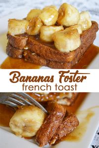 This easy bananas foster french toast recipe can be made in minutes. It can be served at breakfast or at your next hosted brunch. - The Kreative Life