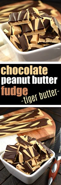 Tiger Butter Fudge #swirled #chocolate #peanutbutter #candy #confections