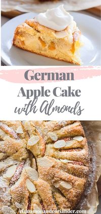 An easy German Apple Almond Cake packed with juicy chunks of apples and super moist thanks to marzipan / almond paste in the batter! So quick and easy to make with just a few simple ingredients. Serve with a dollop of whipped cream and a dusting of icing sugar.