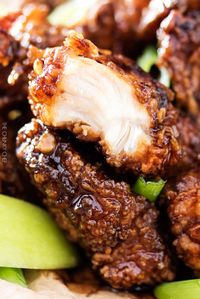 Bourbon Cider Boneless Wings | The ultimate boneless wings, marinated in buttermilk, fried until crispy, and tossed in a mouthwatering spicy bourbon apple cider sauce! | http://thechunkychef.com