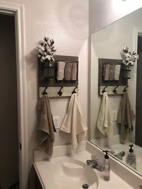 Farmhouse Bathroom Wall Organizer and towel holder